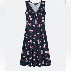 Navy Floral Midi Dress